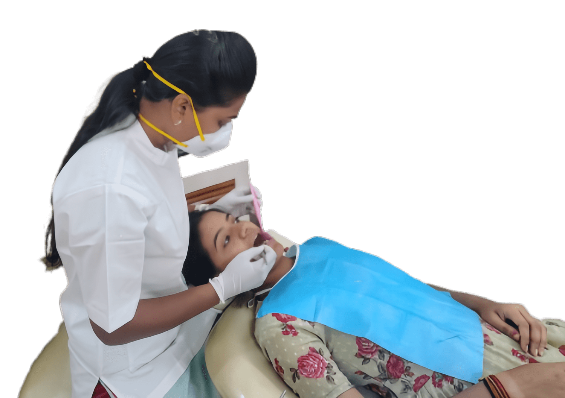 Dr. Sheetal Marda examining a patient in the dental chair at Balaji Dental Clinic, Solapur